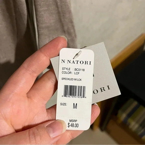 NWT Natori Speckled Interlock Long Sleeve Top Tan Brown SIZE Medium M - Picture 5 of 8